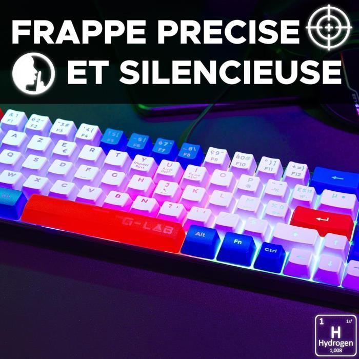 Tastiera da gioco - G-Lab - KEYZ HYDROGEN - Formato compatto 60% - Retroilluminata - Cablata - Blu/Bianco/Rosso