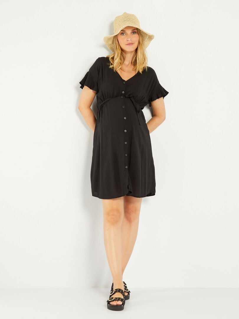 Vestido de maternidad de corte recto en color liso - Negro