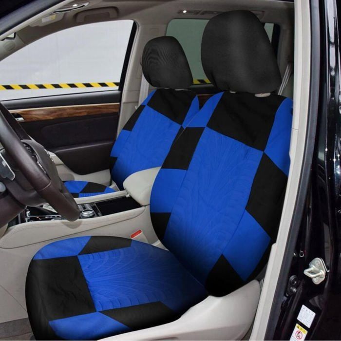 Fundas universales para asientos de coche - MICH - Juego delantero y trasero - Rayas azules - Fácil instalación