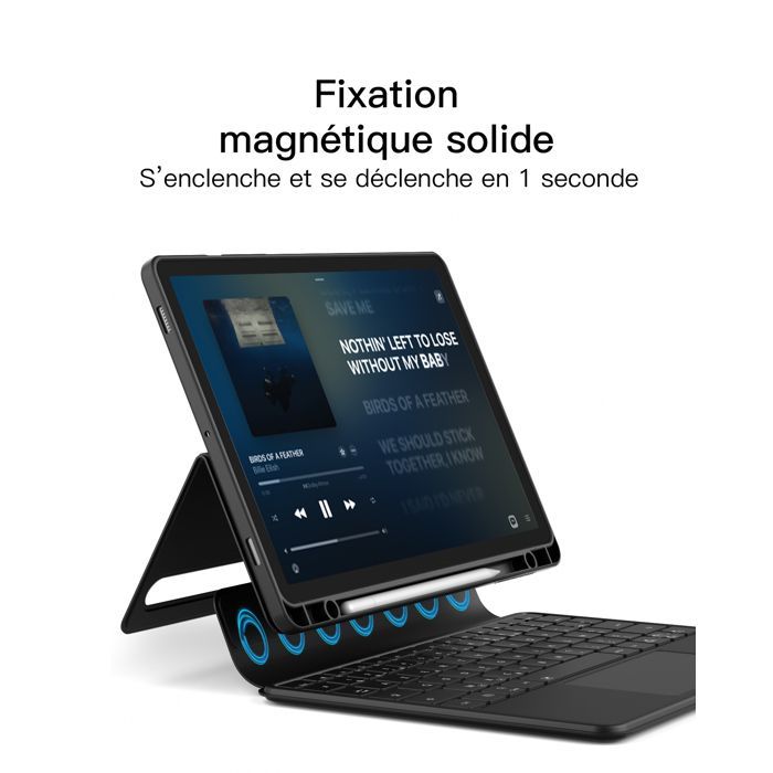 Inateck Keyboard Case for Samsung Galaxy Tab S10 Lite/S10 FE/S9 FE/S9, Portrait/Landscape, Detachable, with Touchpad, AZERTY