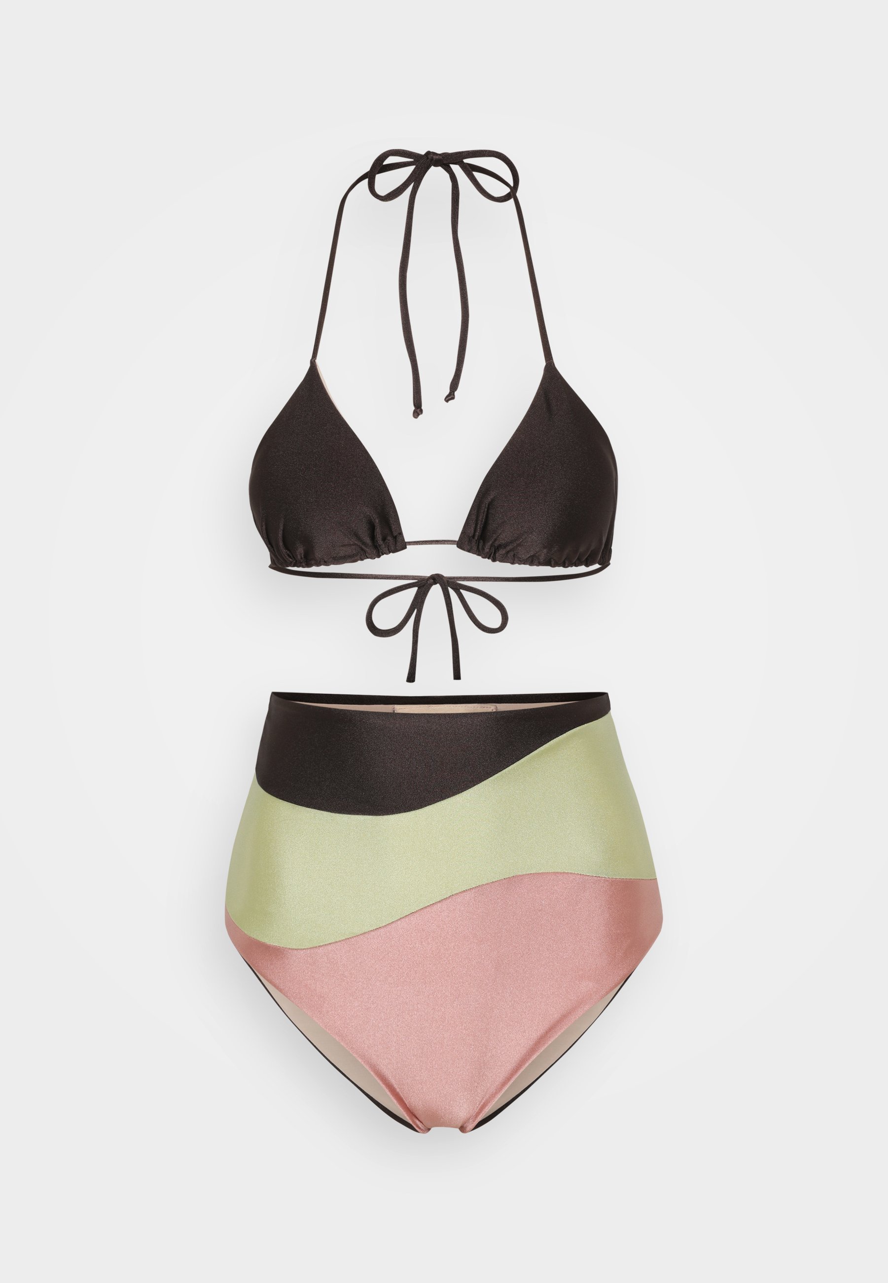 ADRIANA DEGREAS GIARDINO HIGH WAISTED - Bikini - Kaffee/Grün/Rosa