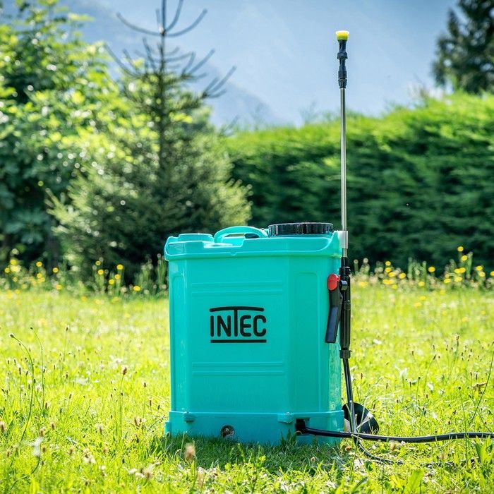 Irroratore a zaino a batteria da 16 litri - Pressione di 5 bar, lancia estensibile, 3 ugelli, irroratore elettrico INTEC