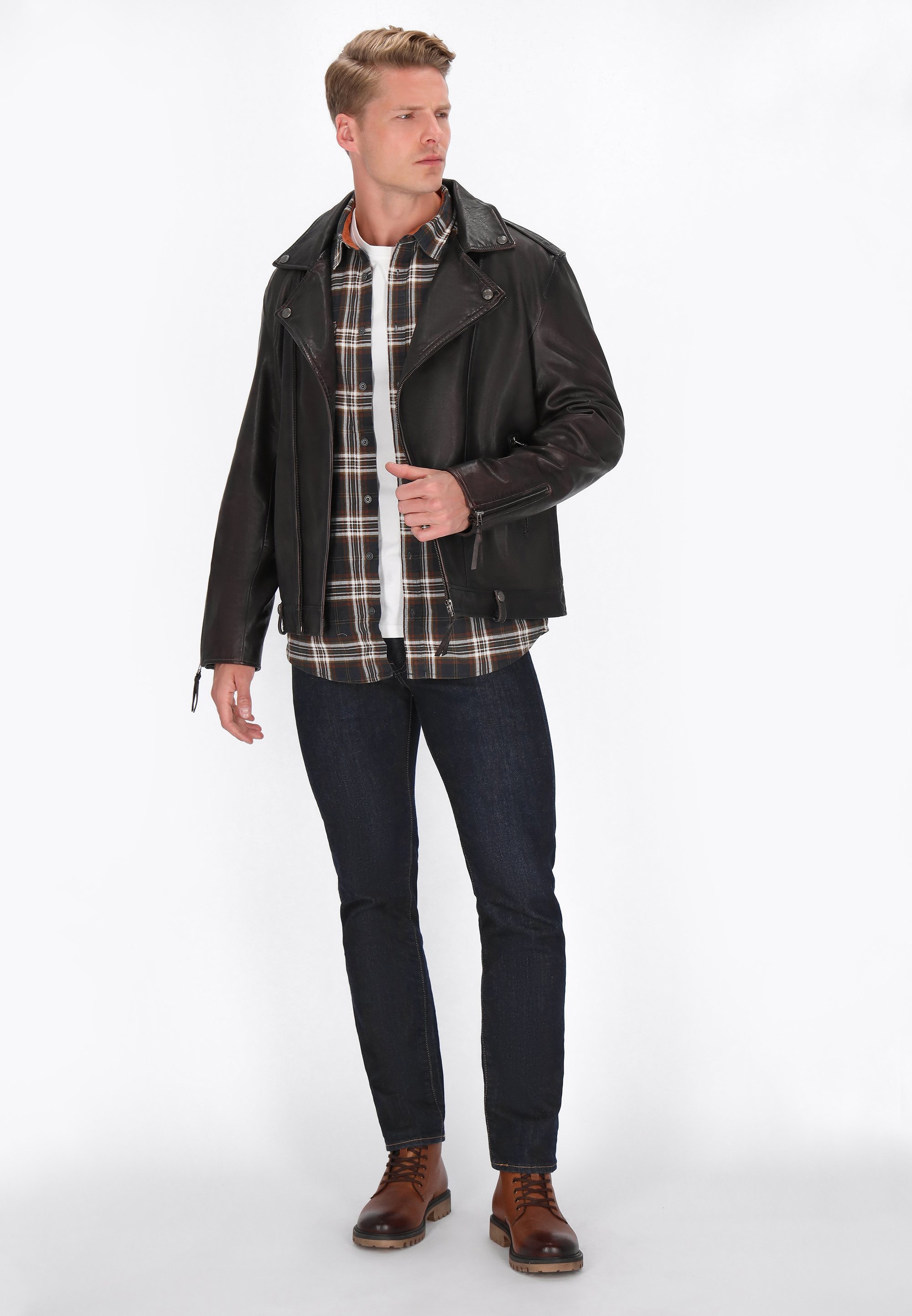 Giacca in pelle DreiMaster - marrone scuro