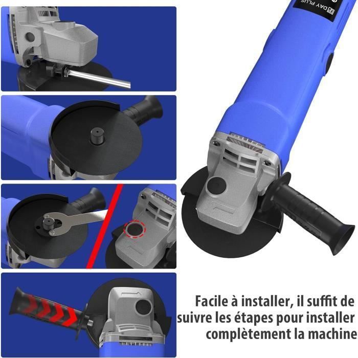 Meuleuse d'angle 1200W - Ø115mm - Vitesse 12000tr-min - Changement de lame rapide blocage d'arbre
