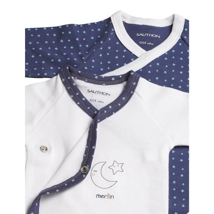 Baby bodysuits - Merlin - Pack of 2 - Long sleeves - 100% cotton - Wrap style