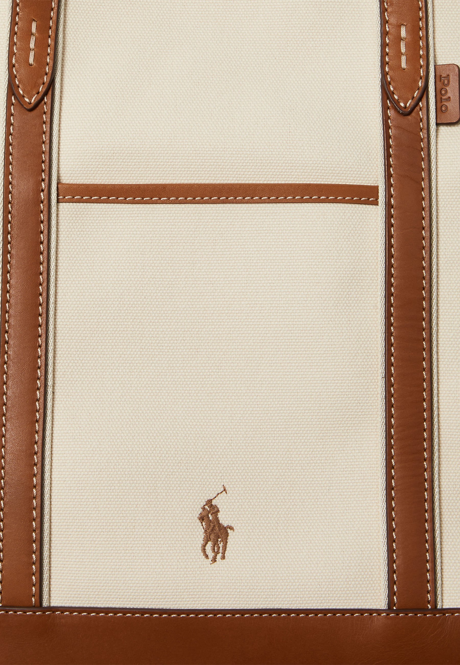 LEATHER TRIM CANVAS MEDIUM SHOPPER TOTE - Käsilaukku - blackPolo Ralph Lauren