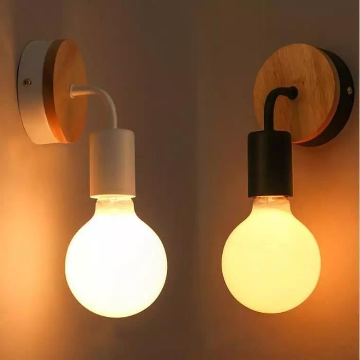 Paquete UNI de 2 apliques de pared interiores E27 para baño y sala de estar - Lámpara de pared LED moderna - Bombilla no incluida