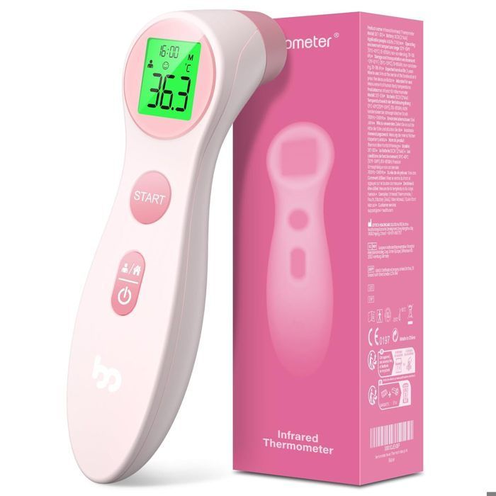 Thermomètre Frontal Infrarouge sans Contact - Pour Bébé | Rose, Simple et Précis