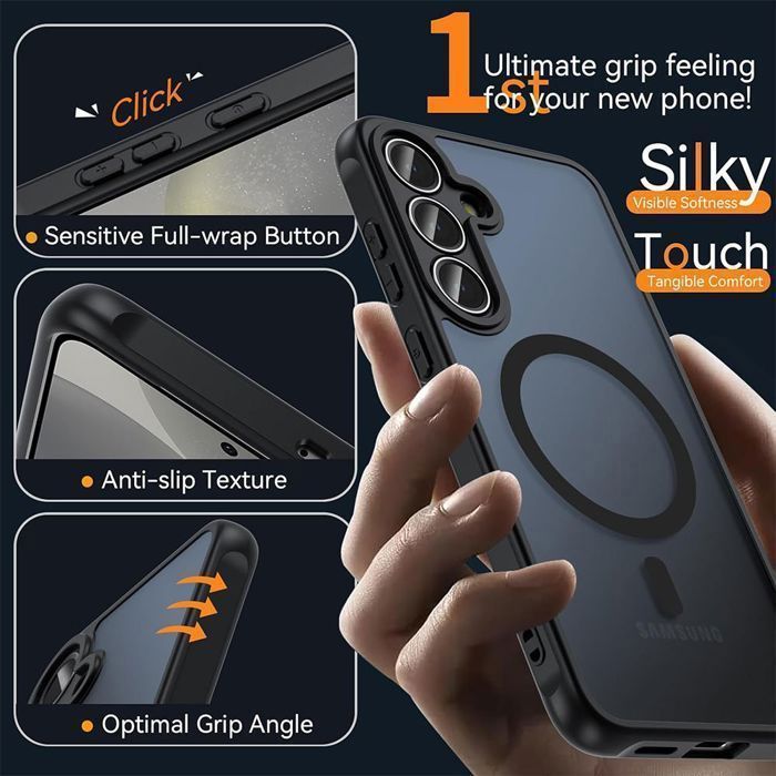 Protective case - BOOLING - for Samsung Galaxy A56 5G - Magnetic Circle - Black - 2 Tempered Glass Screen Protectors