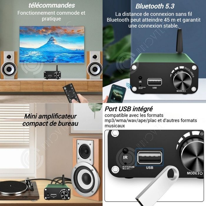 Amplificador INN 10,8 x 7,4 x 3,5 cm 270 g 2 Bluetooth 5.3 Salida Métodos de conexión Sonido de alta fidelidad Amplificador HiFi