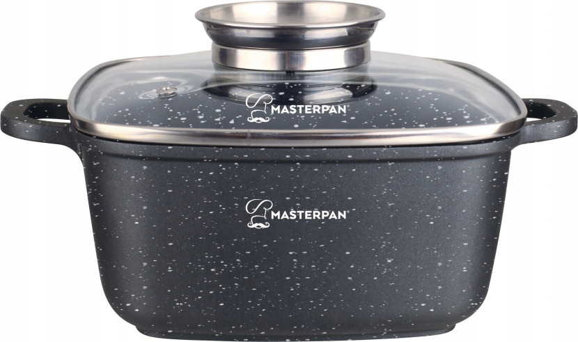 Kwadratowy Garnek Marmurkowy 2.8L Z Pokrywką 20Cm Na Indukcję Gaz Masterpan