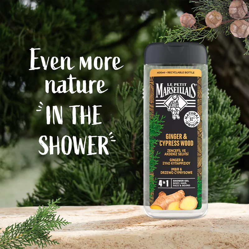 Le Petit Marseillais Gel de banho com gengibre e madeira de cipreste 4 em 1
