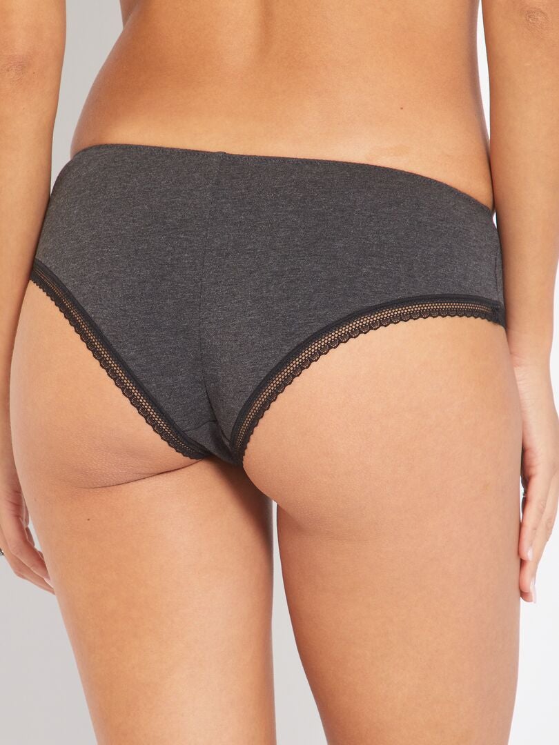 Katoenen culottes met kanten afwerking - GRIJS