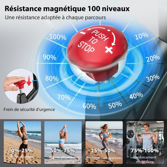 Vélo d'Appartement avec APP - Silencieux avec Résistance Magnétique Réglable - Ecran LCD - Pour Entraînement Cardio – Capacité160KG