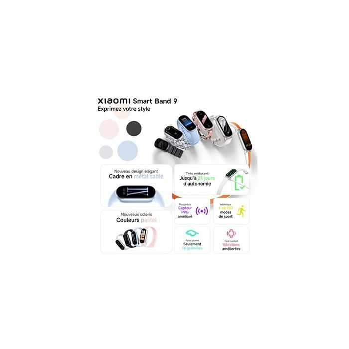 Smartwatch - XIAOMI - Smart Band 9 - Glacier Silver - Gezondheidstracker - USB oplaadbaar