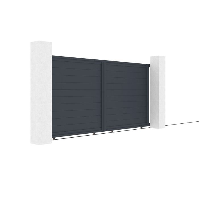 Conjunto de puerta corredera y puerta peatonal - Casanoov - EIGER - 3,5 m de altura (178 cm) / Puerta peatonal de 1 m de altura (178 cm) - Gris antracita - Aluminio