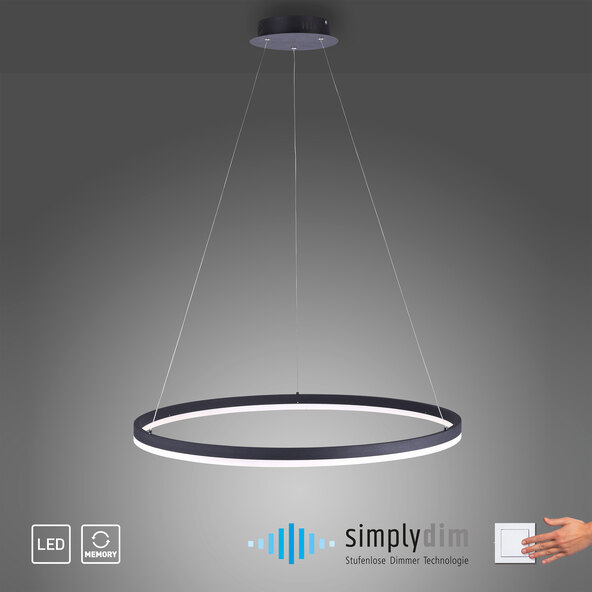 Κρεμαστό φωτιστικό LED Titus, Ø 80 cm, ανθρακί