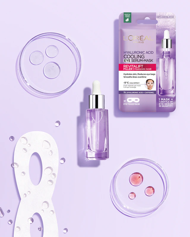Máscara facial para olhos L'Oréal Paris Revitalift Filler, iluminadora e hidratante.