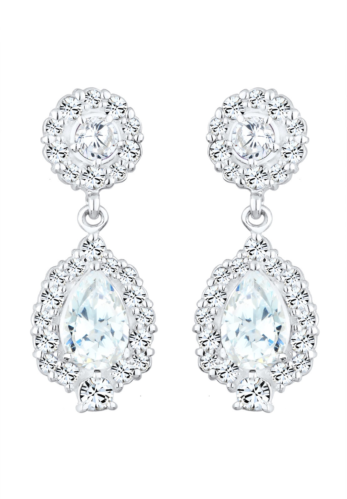 Elli PREMIUM Femmes pendentif d'oreilles Glamour Vintage avec cristaux de zirconium en argent sterling 925