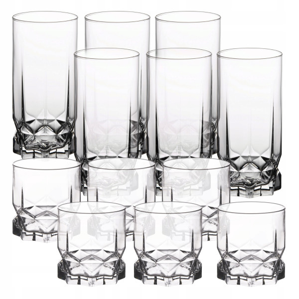 KADAX Zestaw szklanek wysokich i niskich 325 ml, 12 szt.