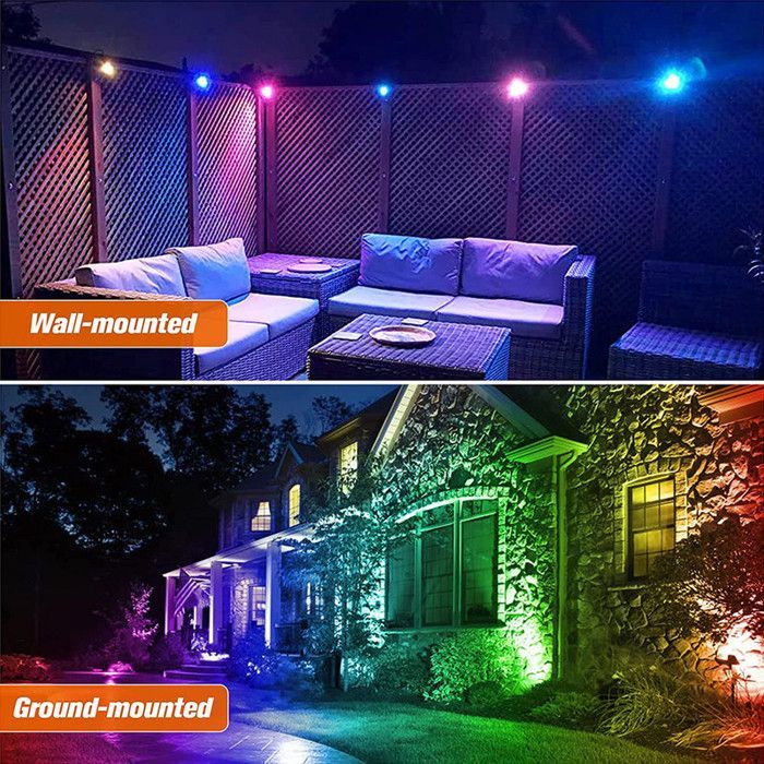 RGB LED-tuinspot met grondpen, 6W IP65 waterdicht, inclusief afstandsbediening voor gazon - Set van 2