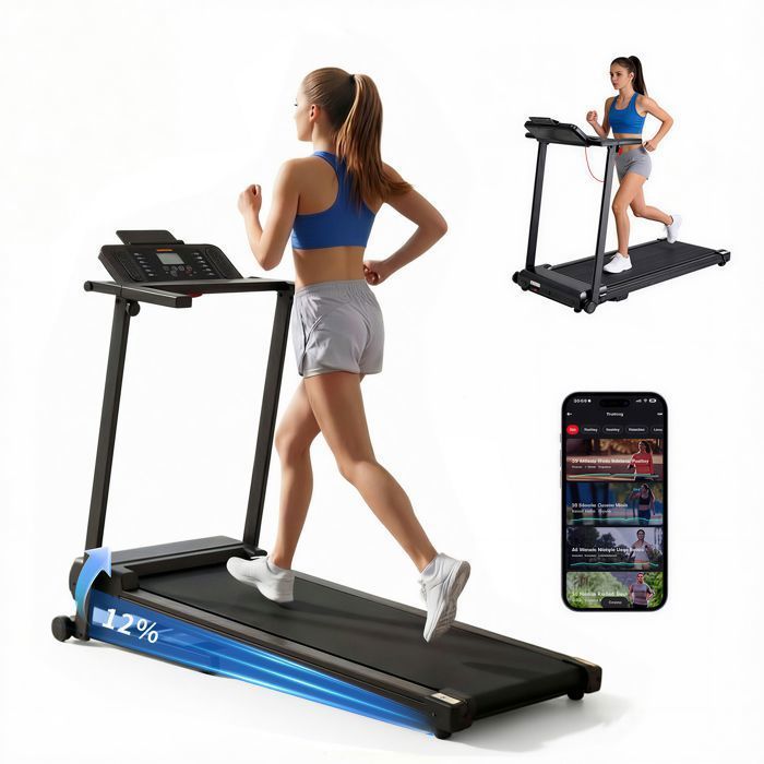 X2NC Treadmill with LED Display - 12 HIIT Modes - Bluetooth App-Controlled Walking Treadmill - Foldable - 12% Incline - Speed 1-12 km/h