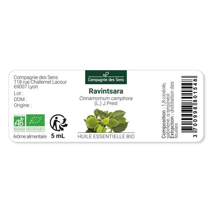 Biologische Ravintsara - 30 ml - Essentiële olie van topkwaliteit - 100% puur, natuurlijk, ChromaCert® gegarandeerd - Chemotypeerd & volledig