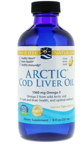 Nordic Naturals Arctic Cod Liver Oil, Olej z dzikiego dorsza arktycznego, Smak cytrynowy, Płyn