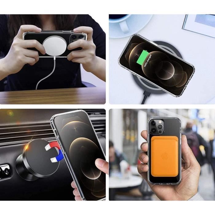 iPhone 12-skal - Phonillico - Transparent silikon - Magnetisk cirkel - Flexibel - Stöttålig