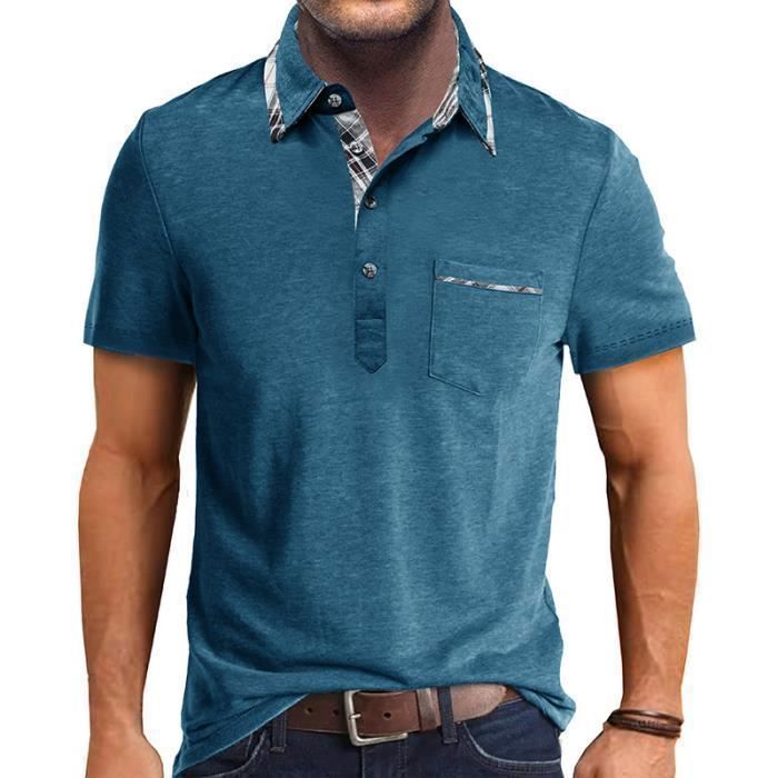 Polo para hombre INSFITY - Azul con contraste - Transpirable - Ideal para el verano