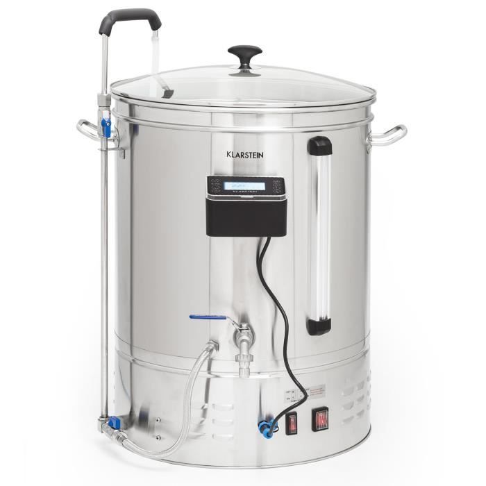 Kit completo para elaborar cerveza Klarstein con olla, 2500 W, 65 L, modo automático, tanque de fermentación, acero inoxidable.