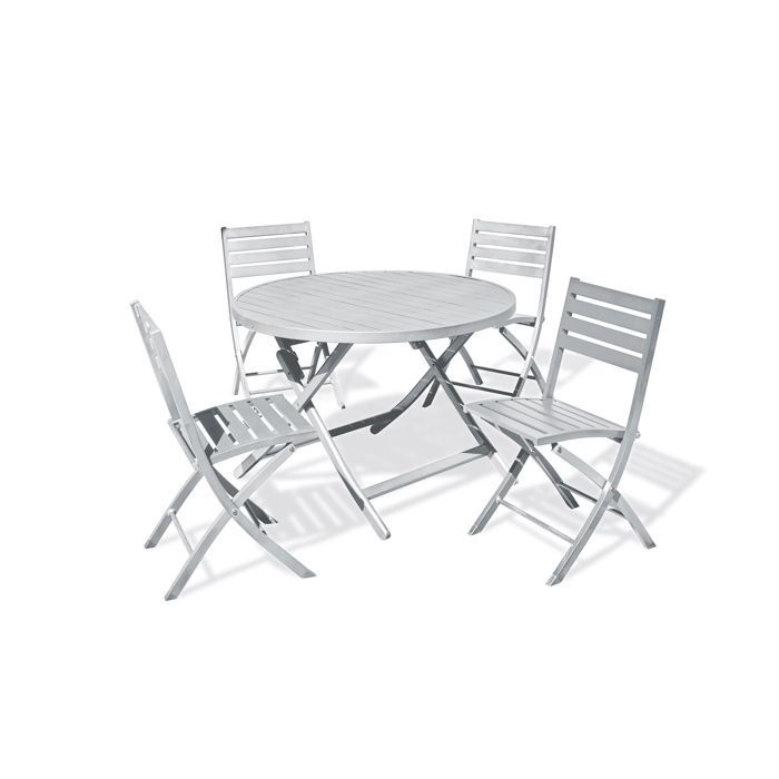 Aluminium tuinset voor 4 personen - Lichtgrijs