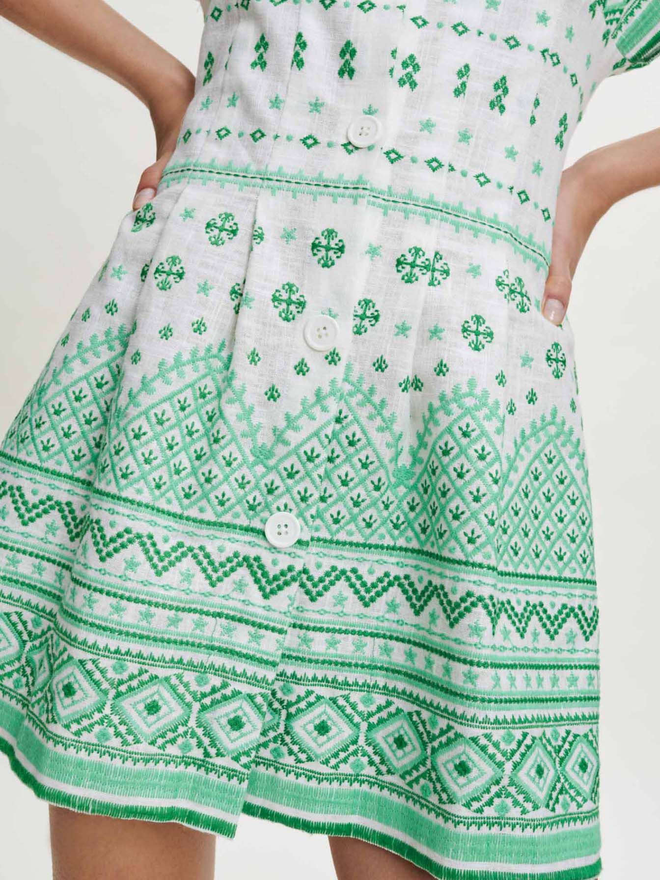 Guipure jurk met open taille - Onbewerkt/Groen