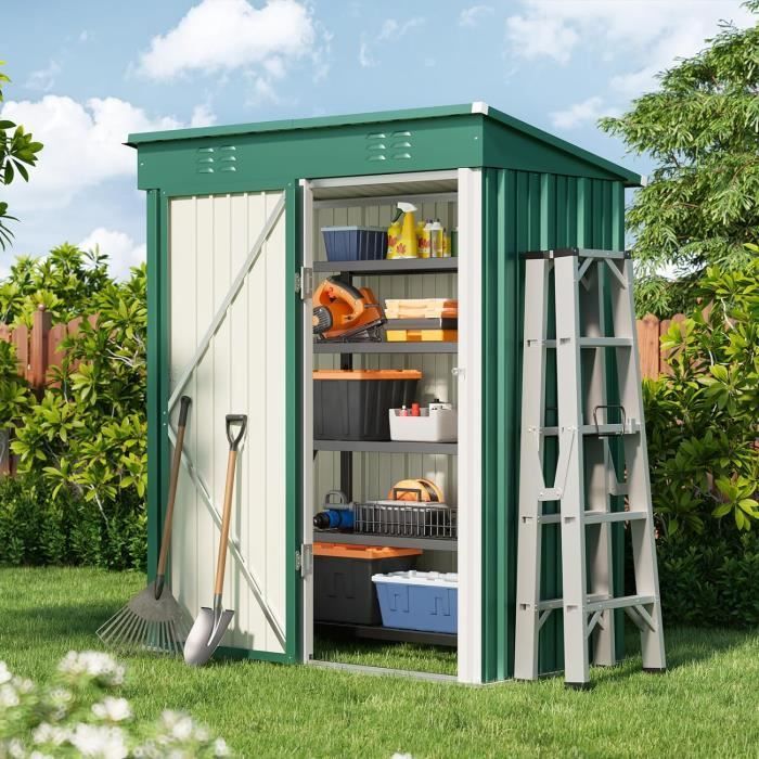 Abri de jardin - BEALIFE - Métal - Acier galvanisé - 162 x 94 x 182 cm - Vert