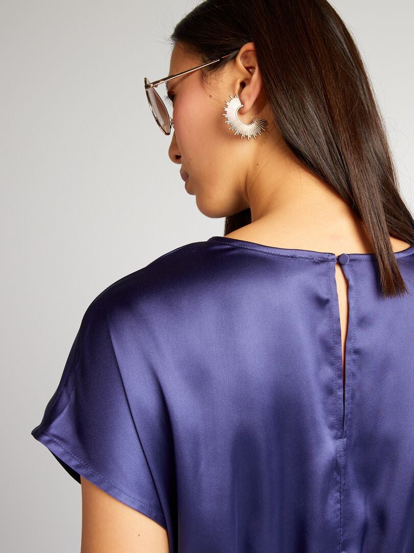 Vestido longo de cetim - AZUL