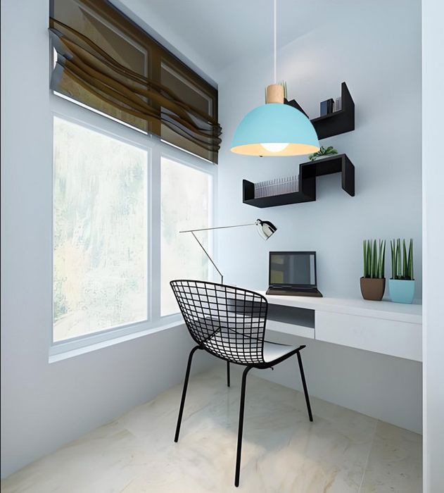 IDEGU Retro Hanglamp, Moderne Halfronde Plafondlamp, E27 Fitting, Hout en Metaal, Blauw, Ø 20CM