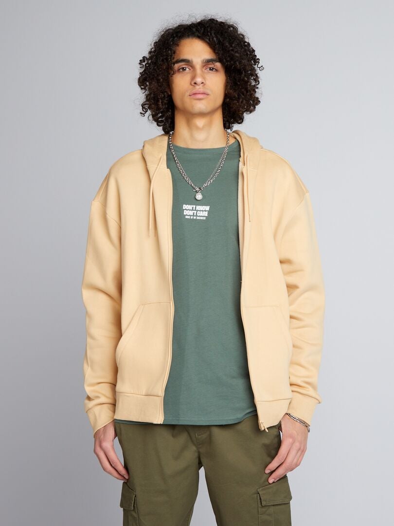 Sudadera con cremallera - BEIGE