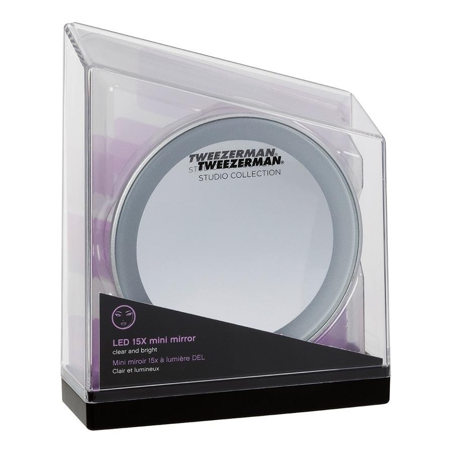 Espejo de maquillaje LED mini Tweezerman – Aumento de 15x – 1 unidad