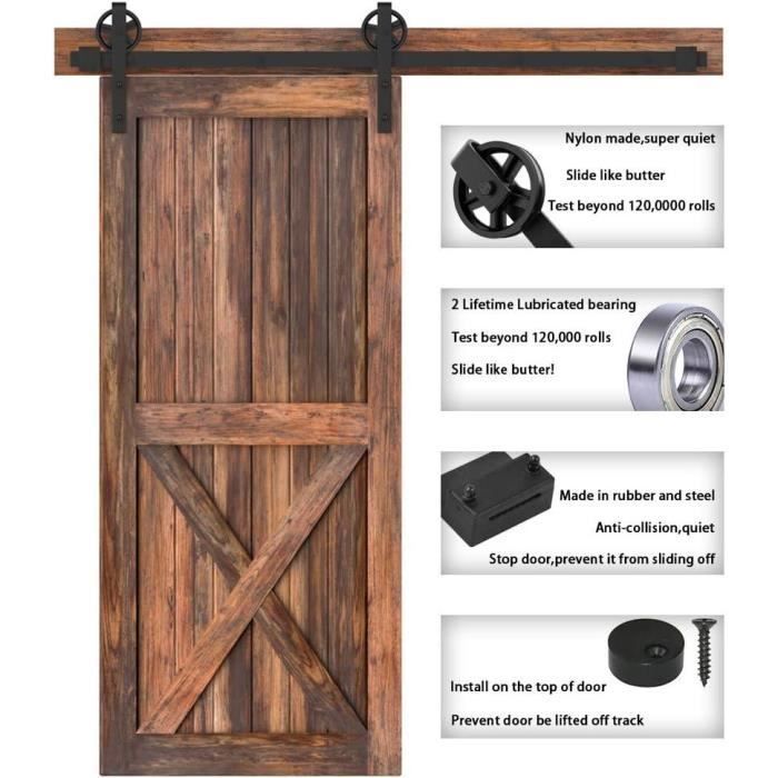 LEYSHOP 2.3M Barn Door Ferris Wheel Hanging Rail Accessories - Sliding Door Sliding Door Accessories Set