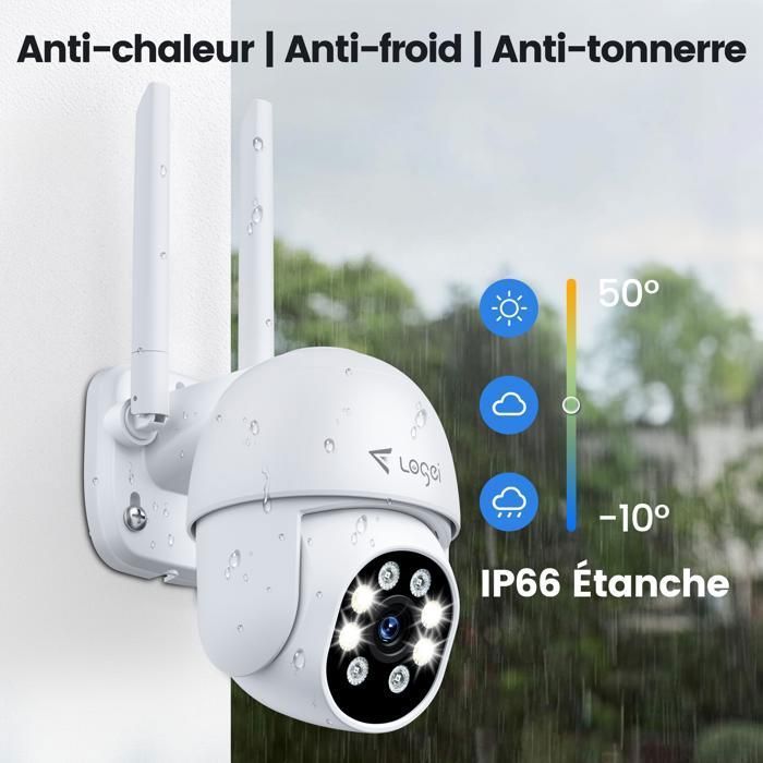 LOSEI 2MP Surveillance Camera with 20m Night Vision, Human Detection, WIFI, Alexa App, IP66, for Indoor and Outdoor Use