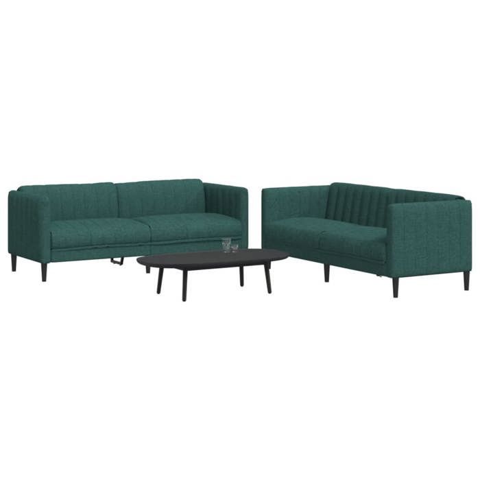 vidaXL 2-delige donkergroene stoffen bankenset, bank, zitbank, relaxbank, comfortabele bank, fauteuil 3209242