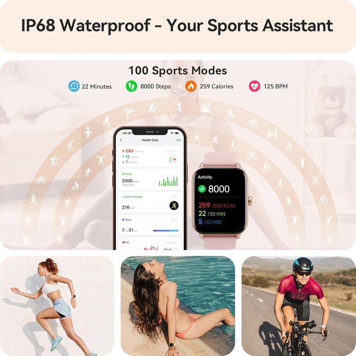 Montre intelligente - Chronus - Appel Bluetooth - Alexa intégrée - Tracker d'activité - Écran HD 1,8