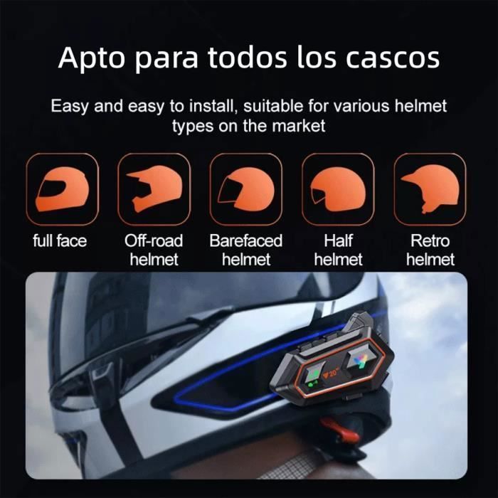unidad Y20-2x Intercomunicador para motocicleta, dúo para cascos, asistente de voz, walkie-talkie inalámbrico, alcance de 300 m, 30 horas de conversación.