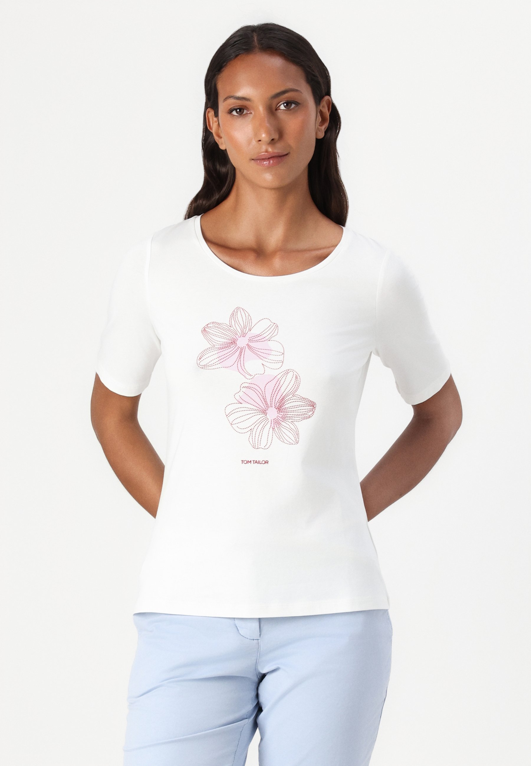 TOM TAILOR BASIC MET PRINT - T-shirt met print - whisper white