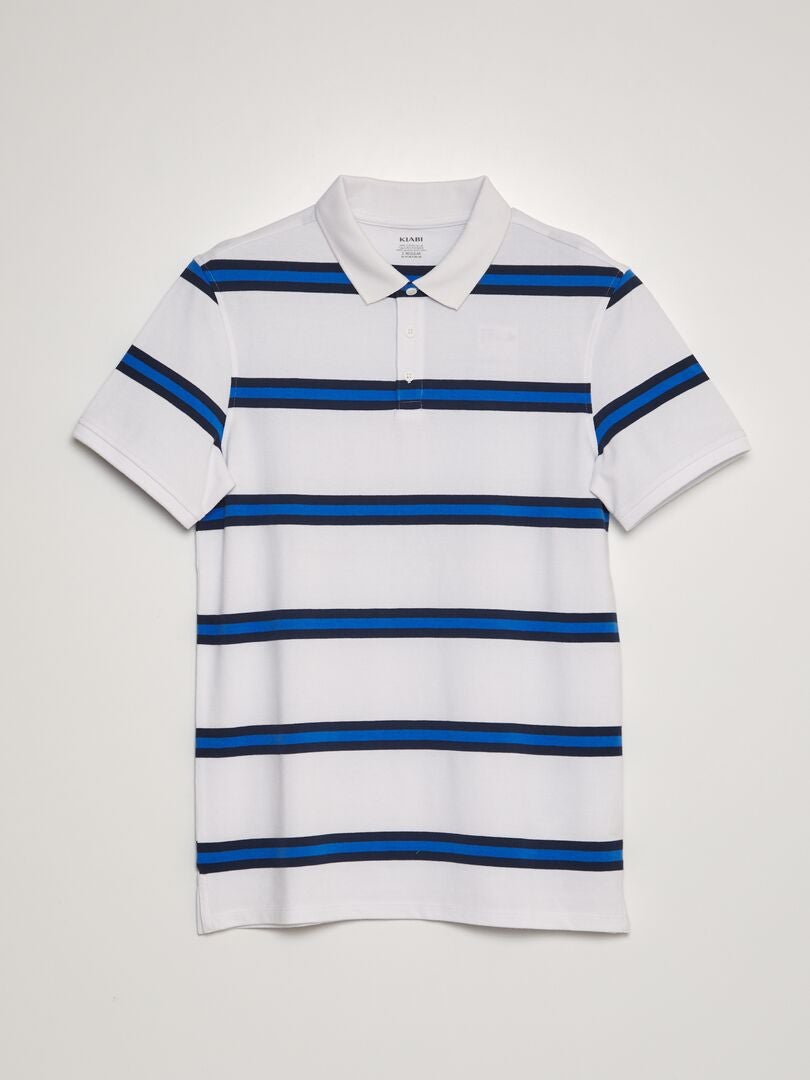 Gestreept katoenen piqué poloshirt - wit