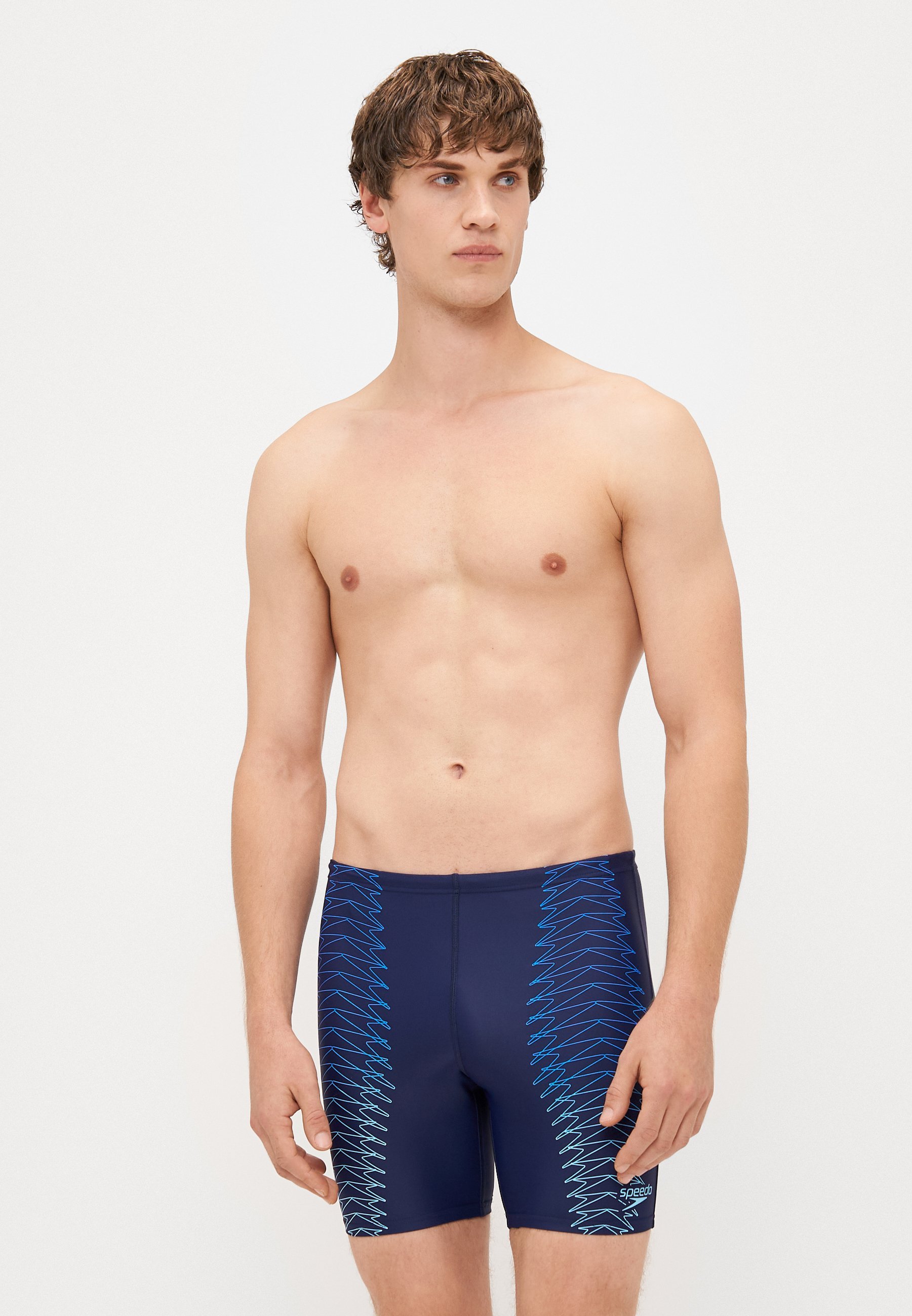 Maillot de bain Speedo pour homme, imprimé logo Duo, mi-long, bleu marine/bleu sucre