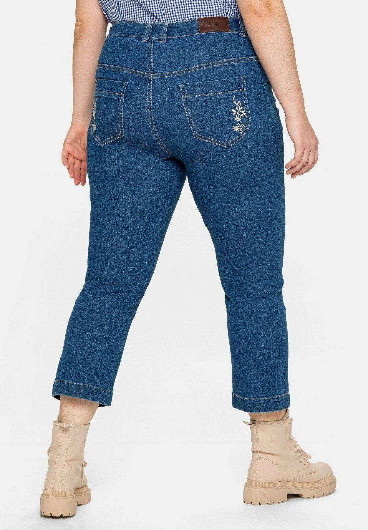 Sheego jeans met rechte pijpen - blauwe denim