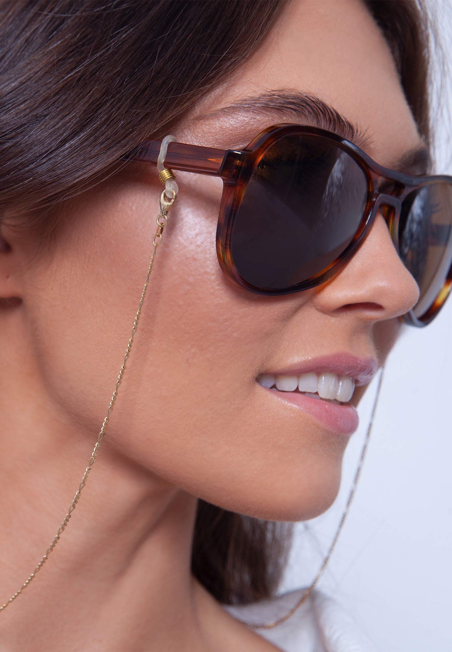 Elli Chaîne de lunettes pour dames Figaro Filigree Trend en argent 925 Sterling