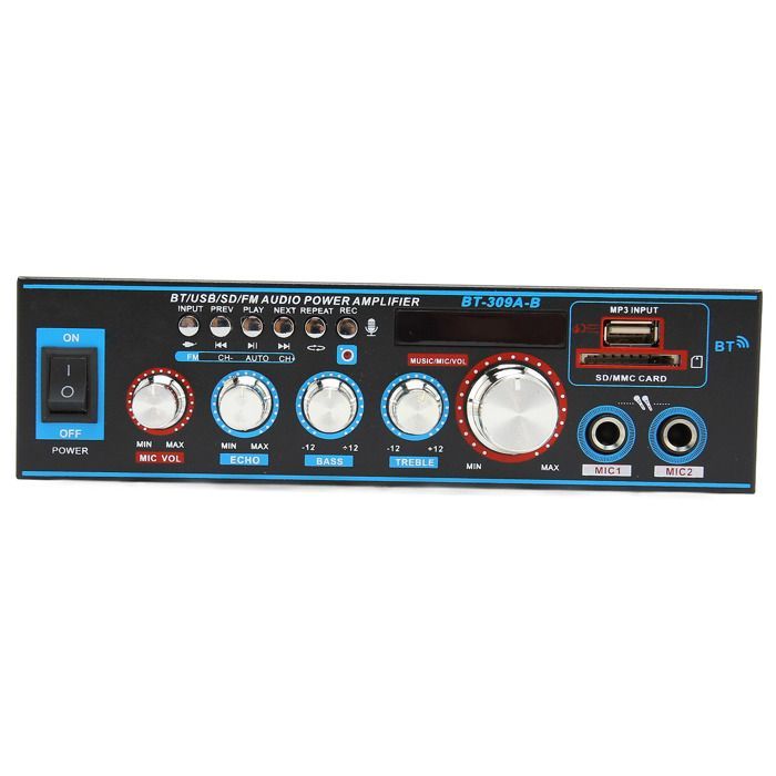 Garosa Mini BT digitale versterker, EU-stekker, 2 kanalen, volumeregeling, projectorgeluid, 220V
