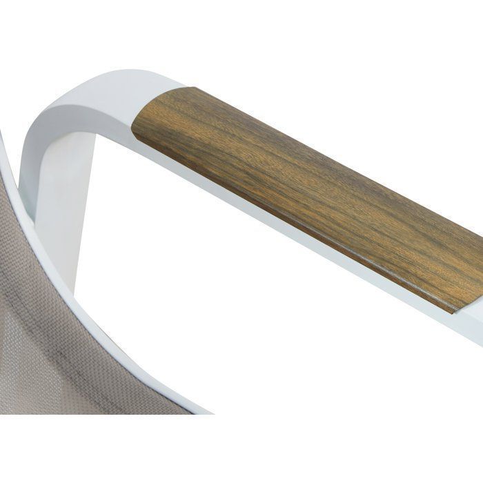 Juego de 4 sillas de jardín para comedor - VIANEA – Estructura de aluminio y textilene – Blanco y natural – 52 x 64 x 86 cm